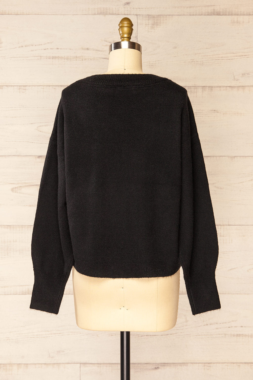 Tottenham Black V-neck Knit Sweater | La pette garçonne back view