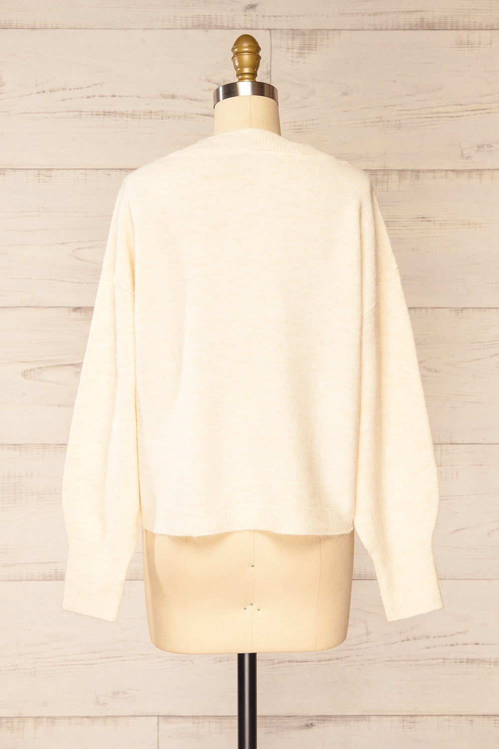 Tottenham Beige V-neck Knit Sweater | La petite garçonne  back view