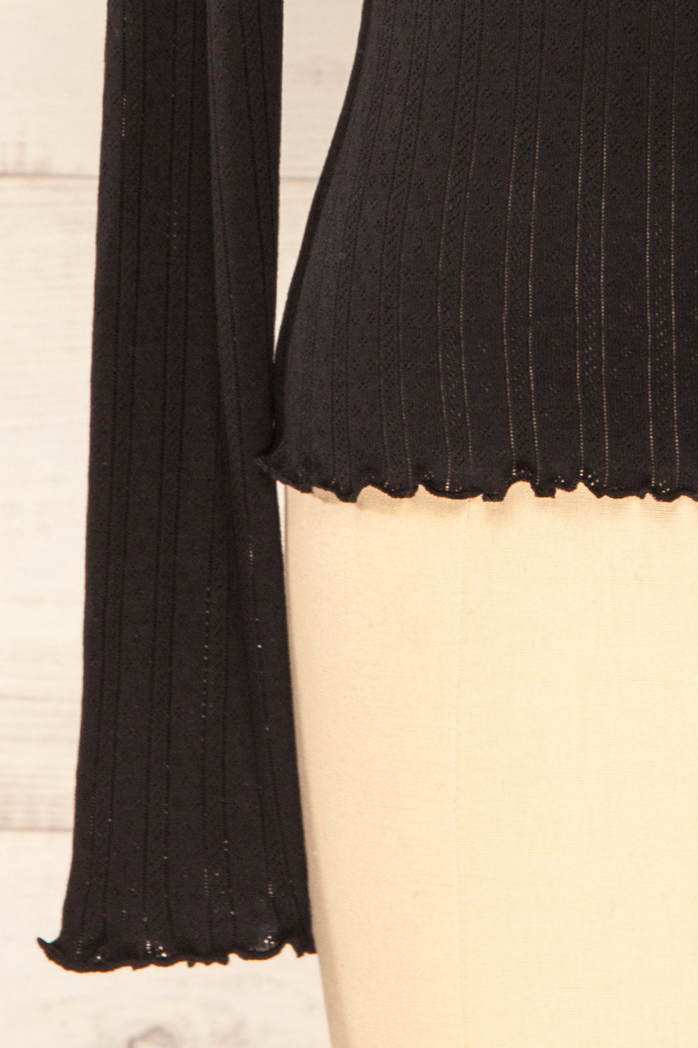 Toulon Black Long Sleeve Lace-Knit Top | La petite garçonne sleeve 
