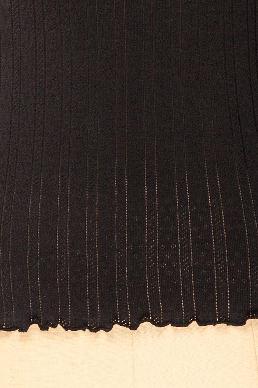 Toulon Black Long Sleeve Lace-Knit Top | La petite garçonne fabric 