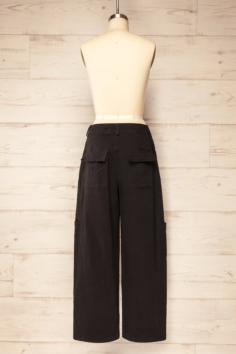 Trax Black Mid-Rise Cargo Pants | La petite garçonne back view