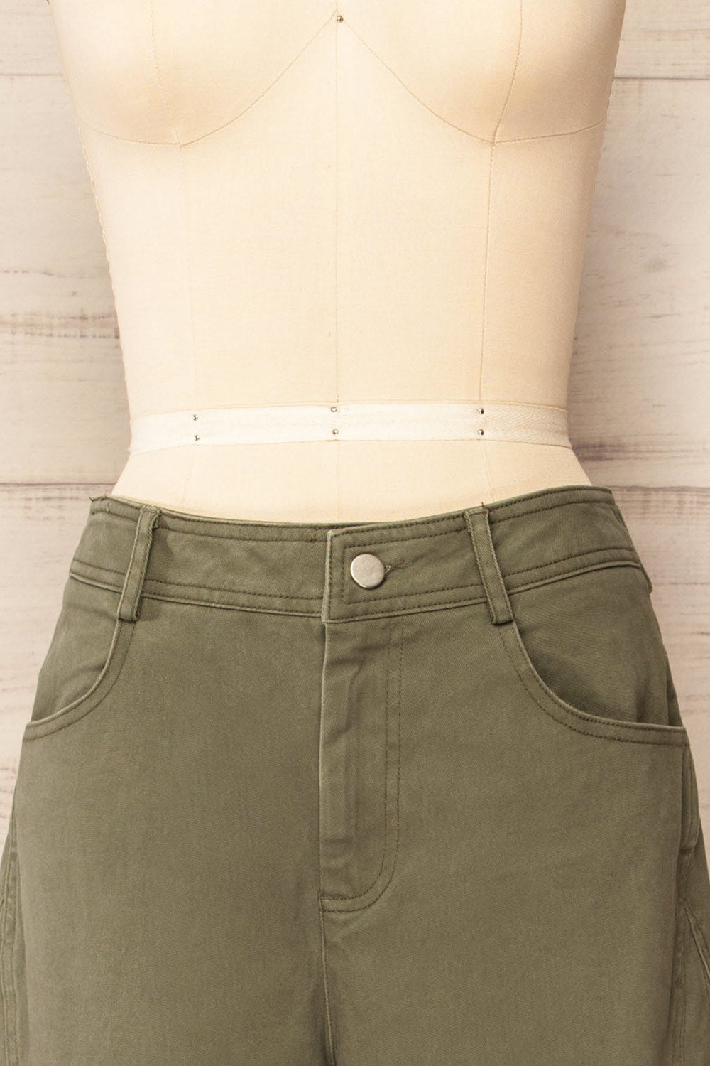 Trax Khaki Mid-Rise Cargo Pants | La petite garçonne front 