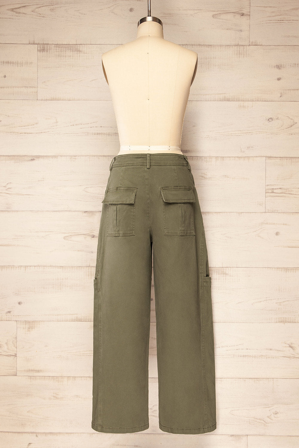 Trax Khaki Mid-Rise Cargo Pants | La petite garçonne back view