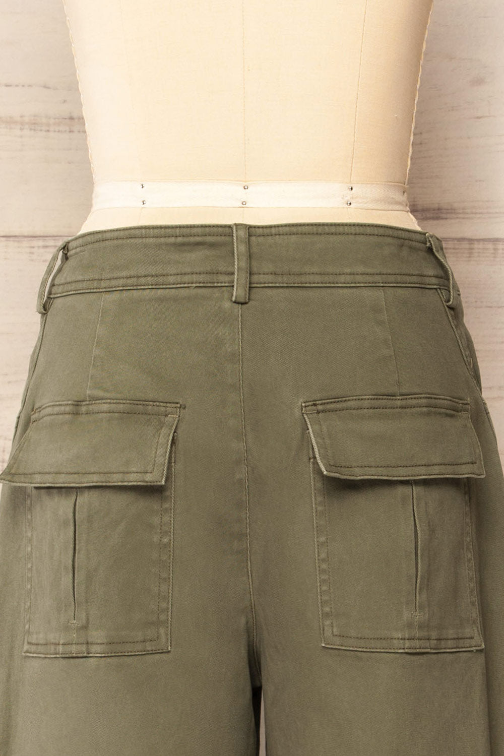 Trax Khaki Mid-Rise Cargo Pants | La petite garçonne back