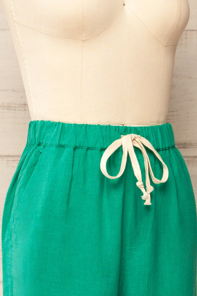 Trincao Green Linen Pants with Drawstrings | La petite garçonne side