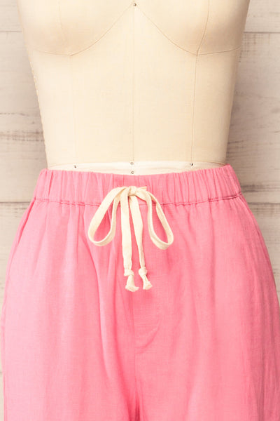 Trincao Pink Linen Pants with Drawstrings | La petite garçonne front