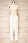 Trincao White Linen Pants with Drawstrings | La petite garçonne front view