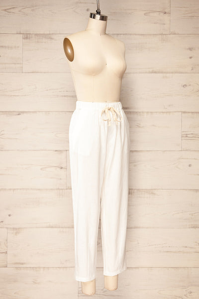 Trincao White Linen Pants with Drawstrings | La petite garçonne side view