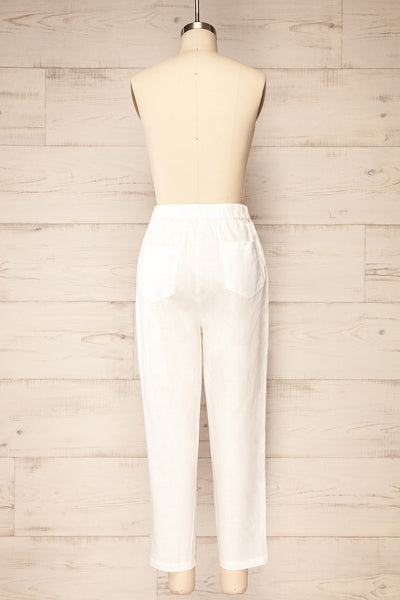 Trincao White Linen Pants with Drawstrings | La petite garçonne back view