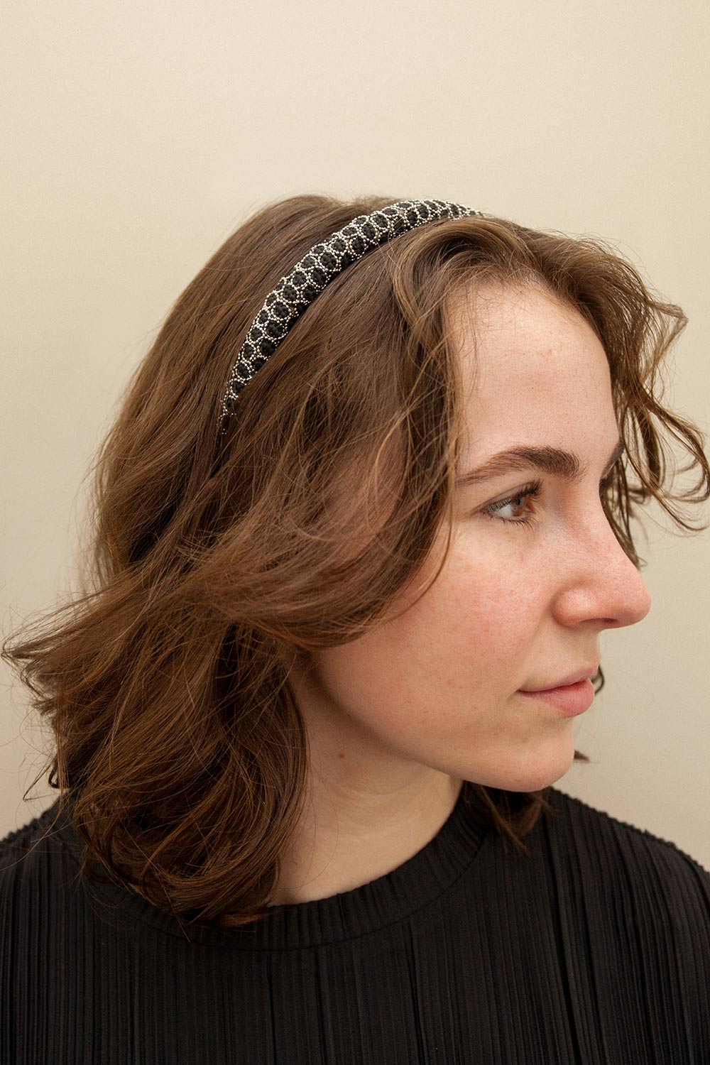 Trisula Black Headband w/ Silver Chain Design | Boutique 1861 model