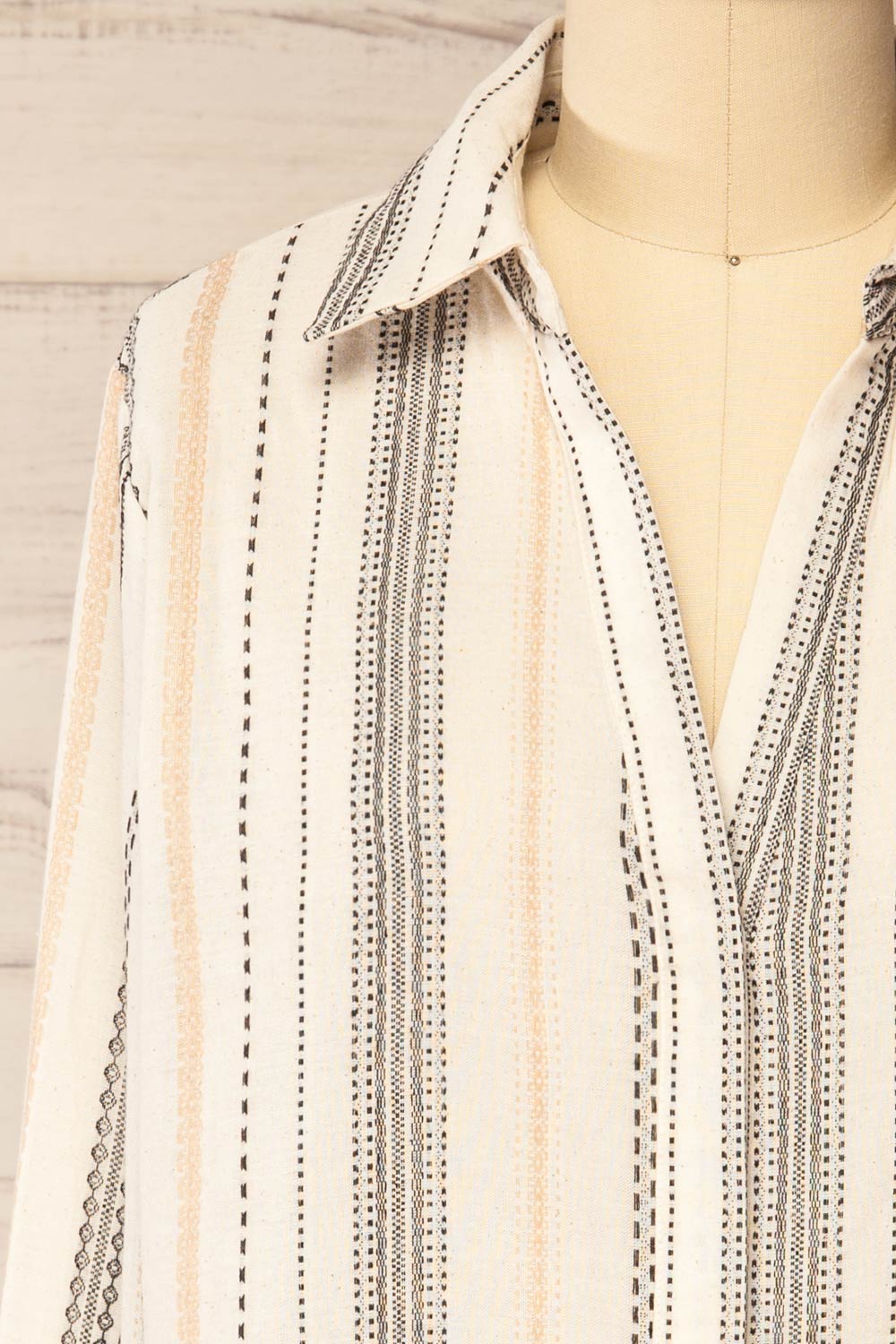 Tubah Black Long Sleeves Striped Button-Up Shirt  | La petite garçonne front 