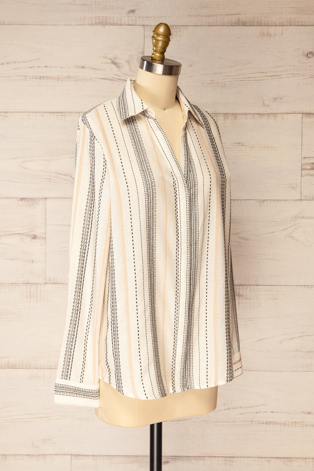 Tubah Black Long Sleeves Striped Button-Up Shirt  | La petite garçonne side view