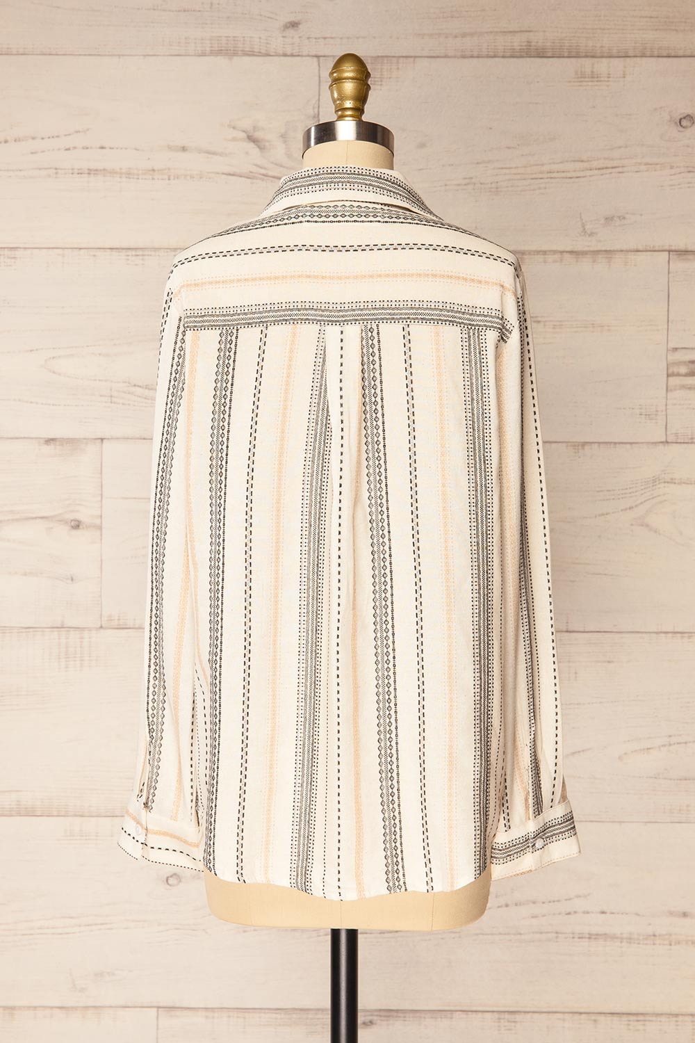 Tubah Black Long Sleeves Striped Button-Up Shirt  | La petite garçonne back view