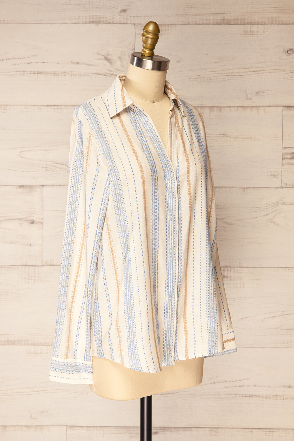 Tubah Blue Long Sleeves Striped Button-Up Shirt | La petite garçonne side view