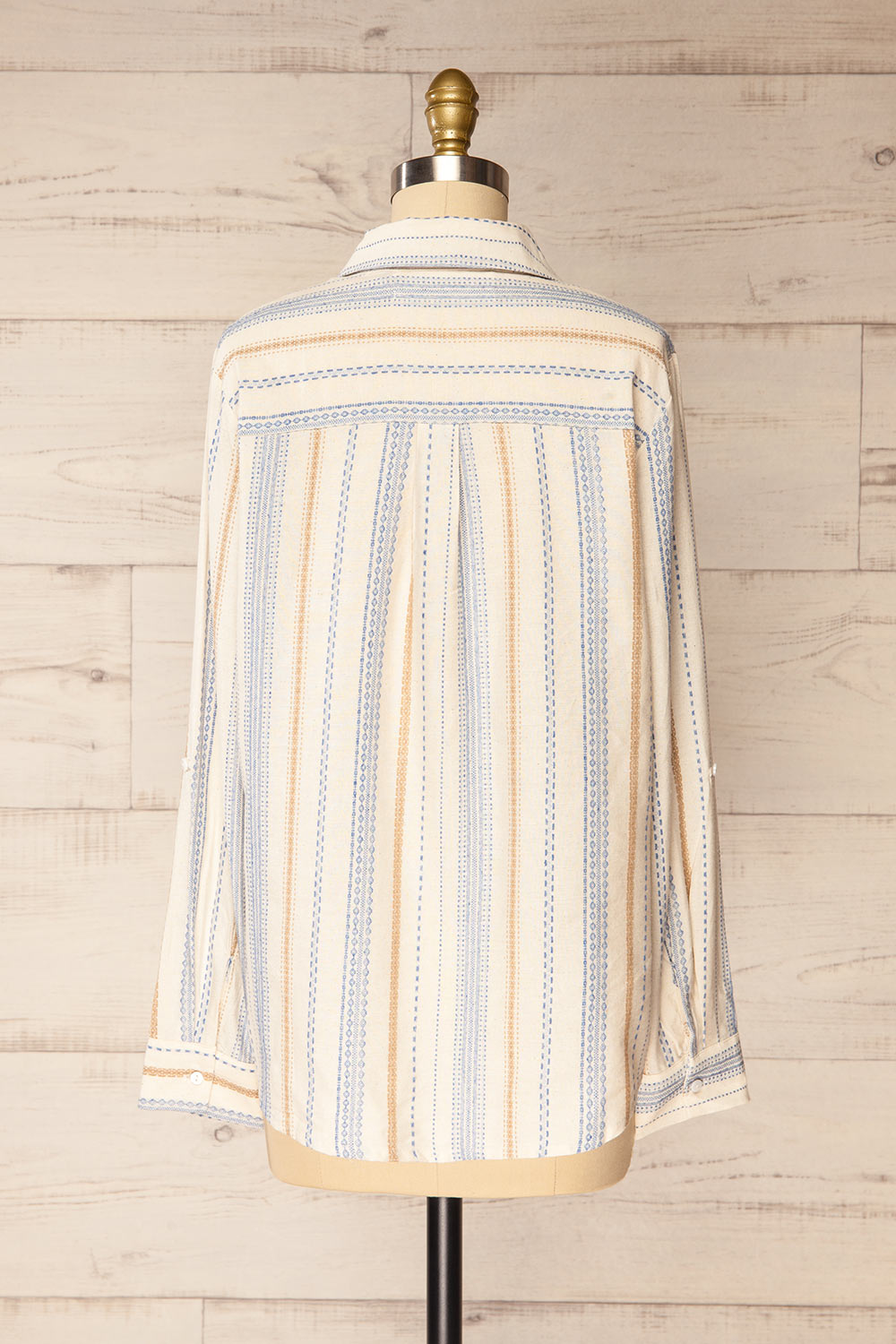 Tubah Blue Long Sleeves Striped Button-Up Shirt | La petite garçonne back view