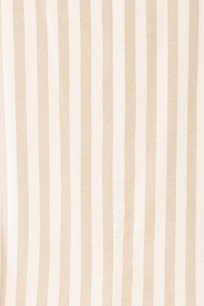Tucuman Taupe Striped Loose V-Neck Top | La petite garçonne fabric
