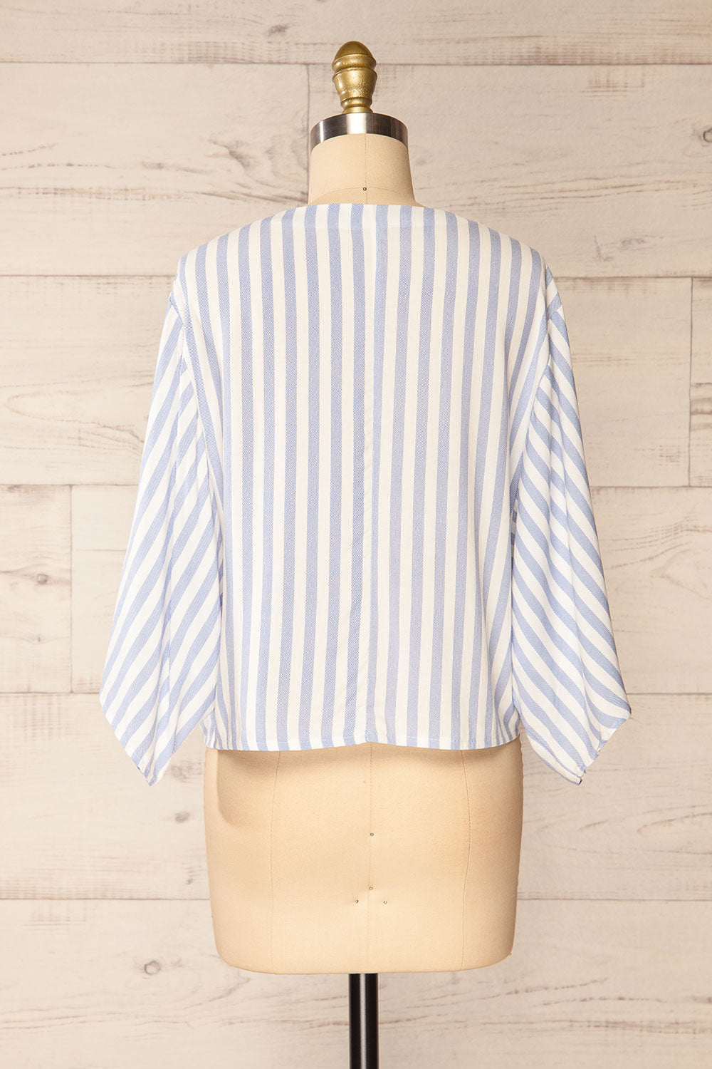 Tucuman Blue Striped Loose V-Neck Top | La petite garçonne back view