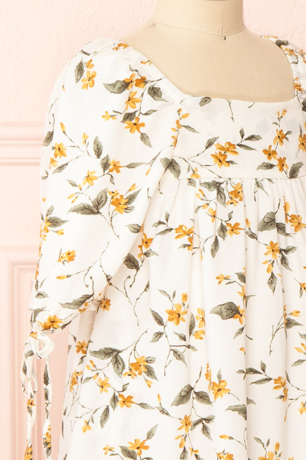 Tuline Mini Short Floral Babydoll Dress | Boutique 1861  side close-up