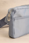 Tumkur Blue Adjustable Belt Bag | La petite garçonne side close-up