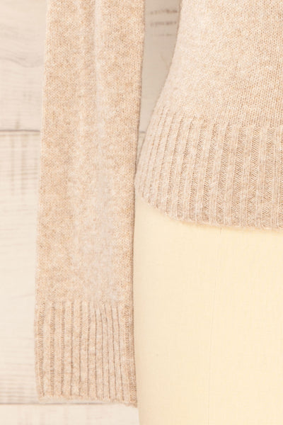 Tumut Taupe Short Turtleneck Sweater | La petite garçonne sleeve close-up