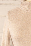Tumut Taupe Short Turtleneck Sweater | La petite garçonne front close-up