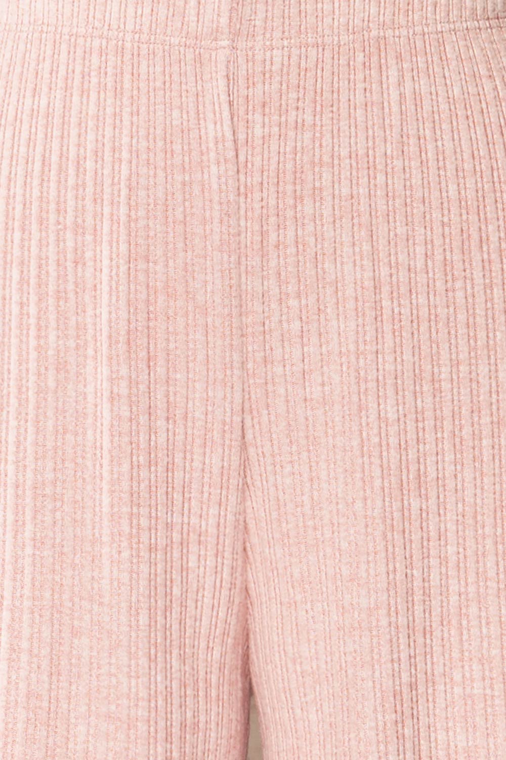 Tunis Pink Ribbed Knit Pants | La petite garçonne fabric 