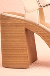 Turbo Ivory Heeled Wooden Platform Sandals | Boutique 1861 side backc lose-up