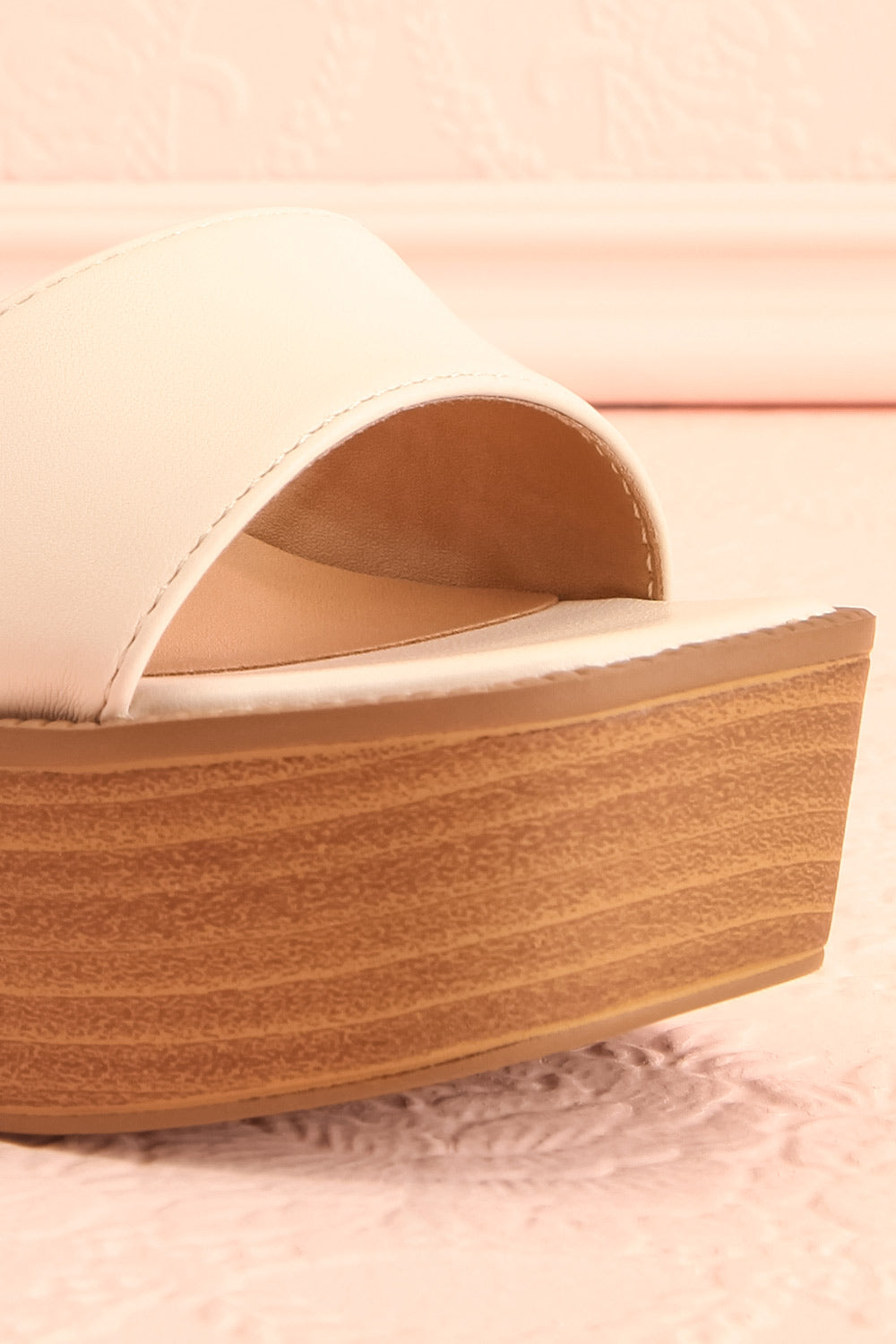 Turbo Ivory Heeled Wooden Platform Sandals | Boutique 1861 front close-up