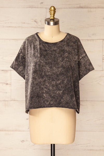 Turin Charcoal Oversized Faded T-Shirt | La petite garçonne front view