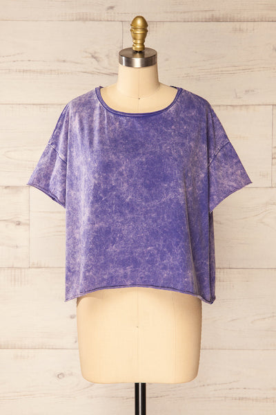 Turin Purple Oversized Faded T-Shirt | La petite garçonne front view