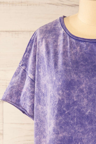 Turin Purple Oversized Faded T-Shirt | La petite garçonne front close-up