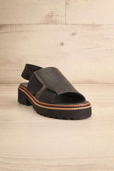 Turvey Black Leather Open-Toe Sandals | La petite garçonne front view