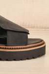 Turvey Black Leather Open-Toe Sandals | La petite garçonne side front close-up