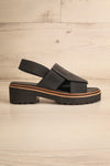 Turvey Black Leather Open-Toe Sandals | La petite garçonne side view