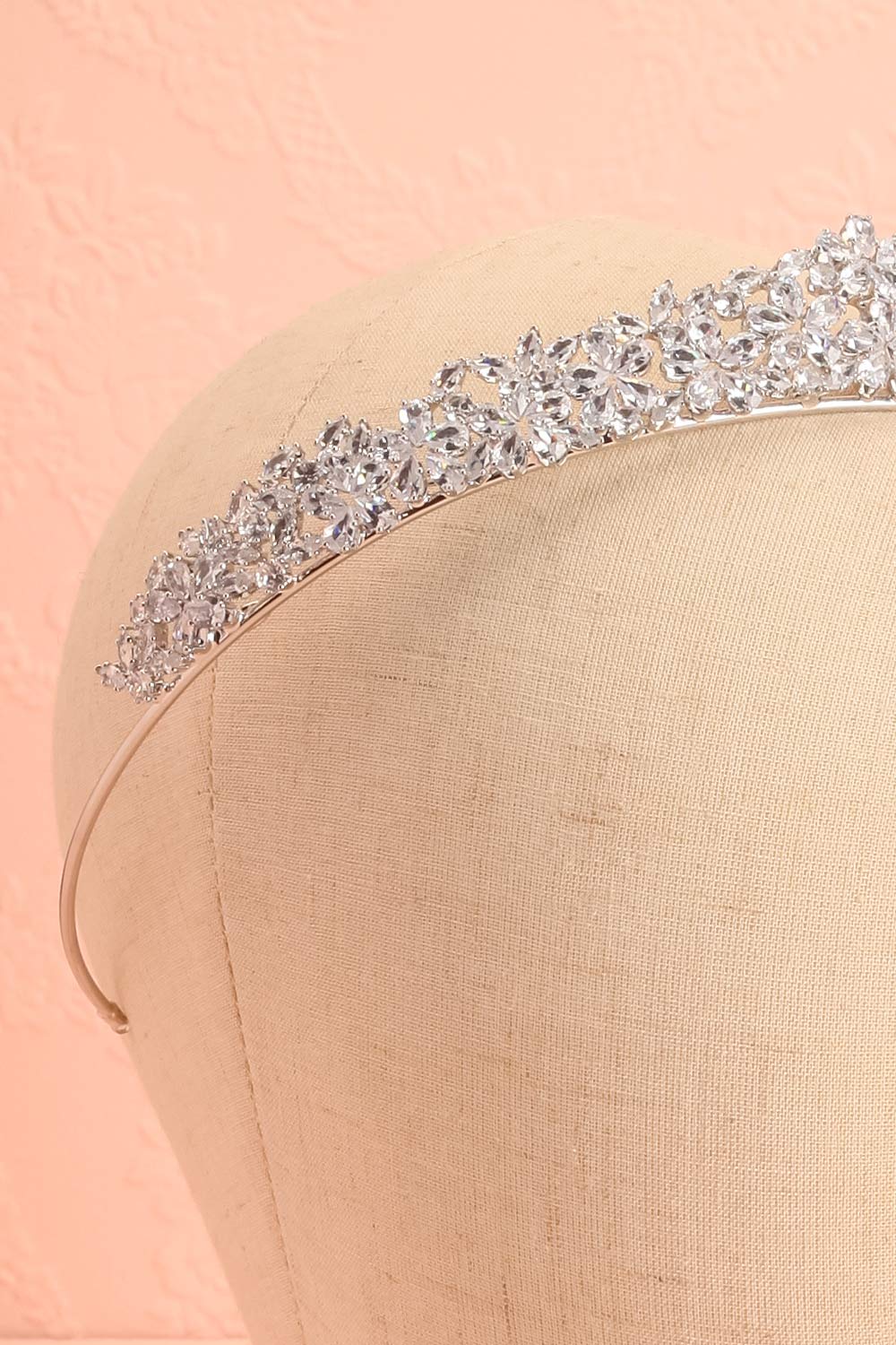Twinkle Silver Headpiece with Floral Crystals | Boudoir 1861 head close-up