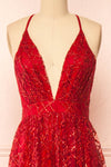 Tyffen Burgundy Sequin Maxi Dress | Boutique 1861 side close-up