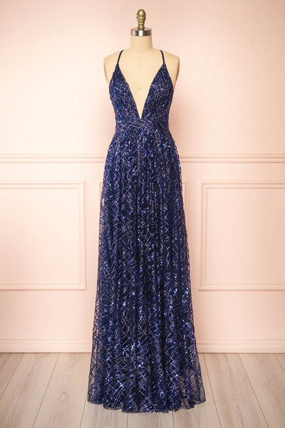 glitter navy blue dress Tyffen Sequin Maxi The 1980s Japanese Dress To Impress Color:pink beige