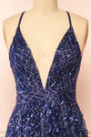 Tyffen Navy Sequin Maxi Dress | Boutique 1861 front close-up