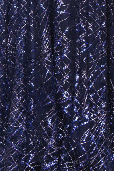 Tyffen Navy Sequin Maxi Dress | Boutique 1861 fabric