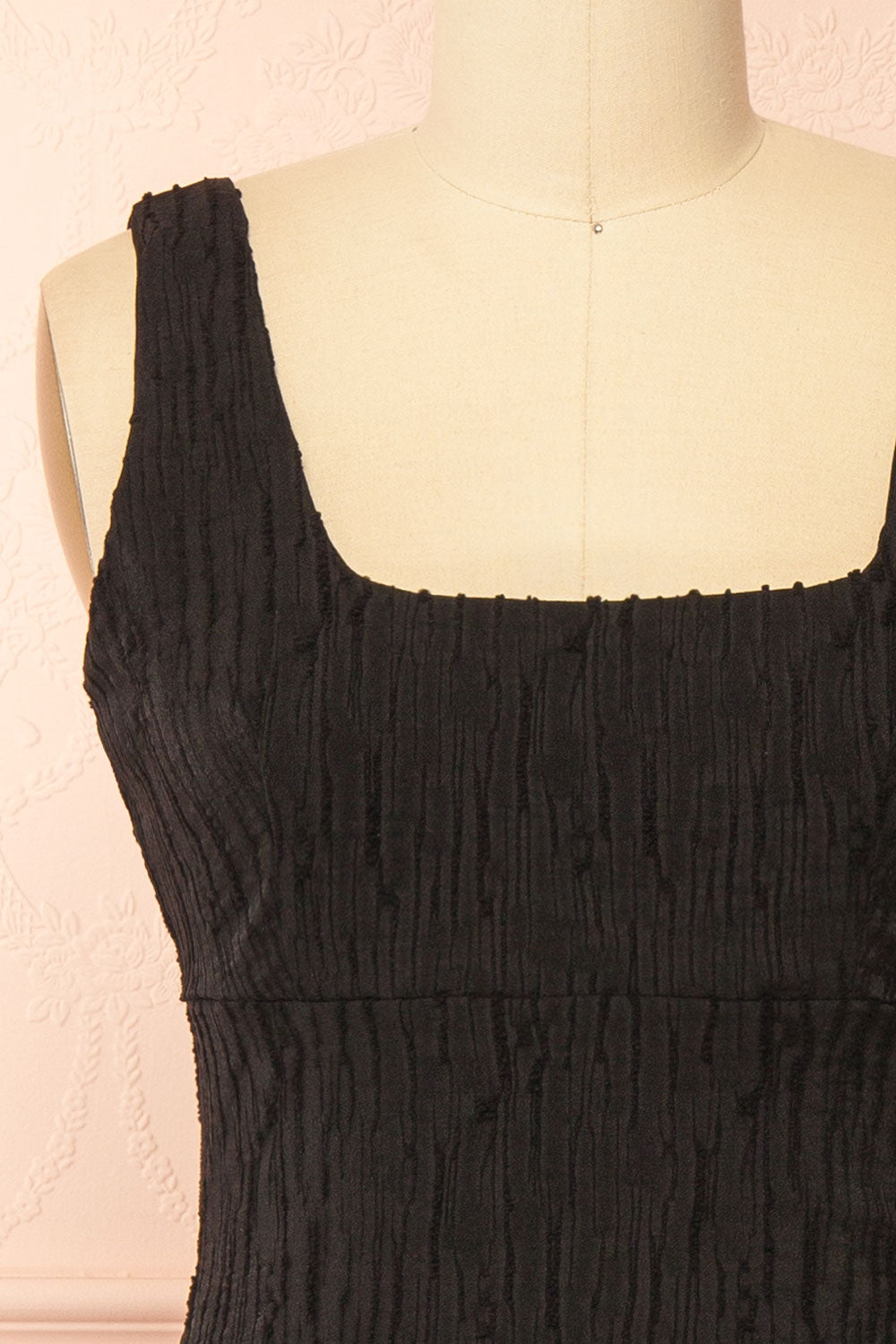 Tyrah Black Midi Dress with Drop Waist | Boutique 1861 front 