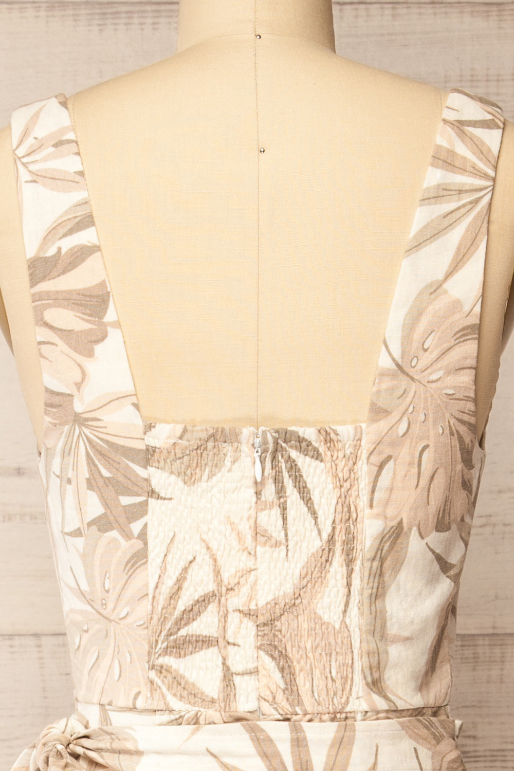 Ulyssine Wrap Dress w/ Leaf Pattern | La petite garçonne back close-up