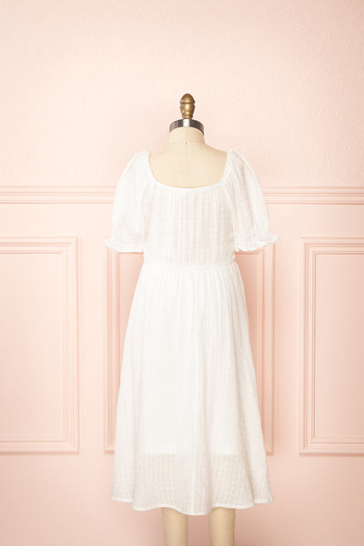 Undume Mini White Midi Dress w/ Square Neckline | Boutique 1861 back view