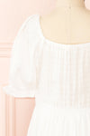 Undume Mini White Midi Dress w/ Square Neckline | Boutique 1861 back close-up
