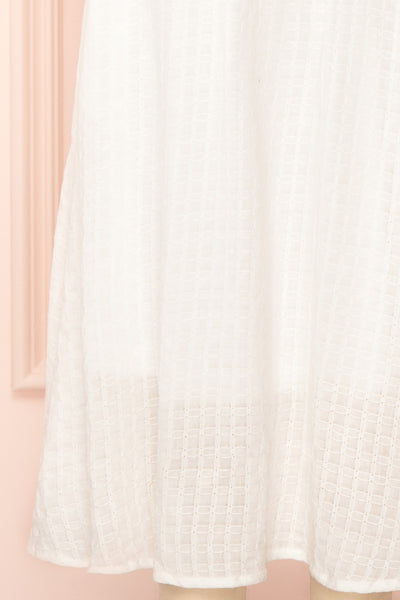 Undume Mini White Midi Dress w/ Square Neckline | Boutique 1861 bottom