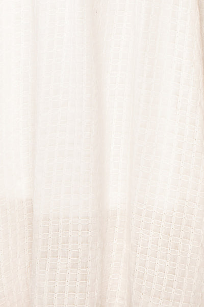 Undume Mini White Midi Dress w/ Square Neckline | Boutique 1861 fabric