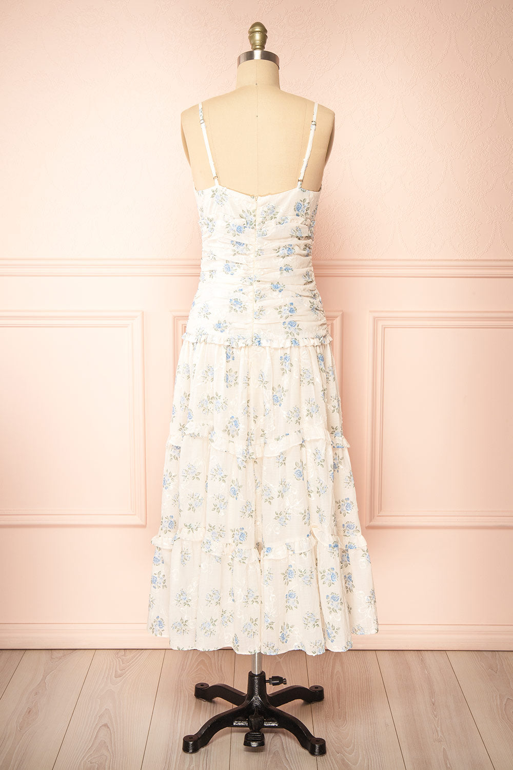 Ursula Long White Dress w/ Vintage Floral Motif | Boutique 1861 back view