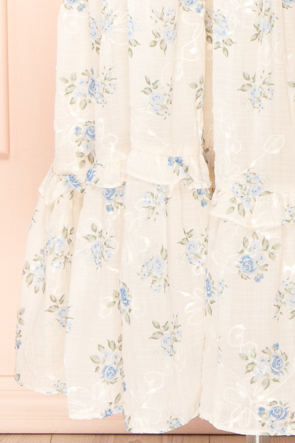 Ursula Long White Dress w/ Vintage Floral Motif | Boutique 1861 bottom