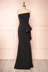 Ursuli Black Strapless Maxi Dress w/ Side Slit | Boutique 1861 front view