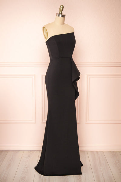 Ursuli Black Strapless Maxi Dress w/ Side Slit | Boutique 1861 side view
