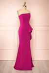 Ursuli Fuchsia Strapless Maxi Dress w/ Side Slit | Boutique 1861 side view